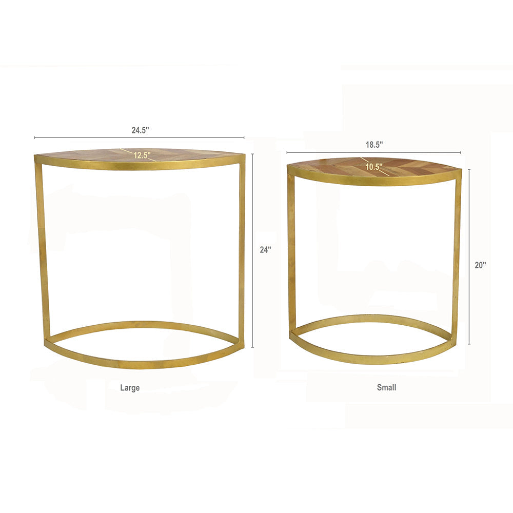 A&B Home Set of 2 Bundle of 7 Gold Iron Leaf Side Tables