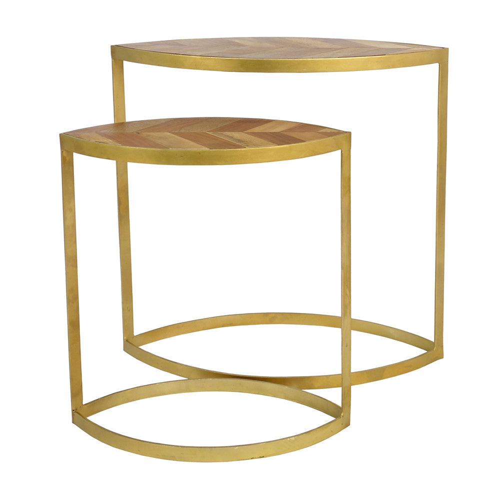 A&B Home Set of 2 Bundle of 7 Gold Iron Leaf Side Tables