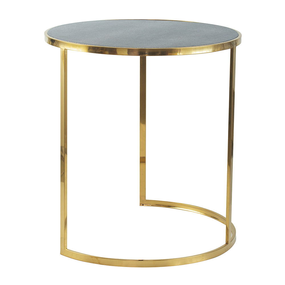 A&B Home Set of 3 Bundle of 5 Round Gray Leather Tabletop With Gold Frame Nesting Tables