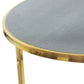 A&B Home Set of 3 Bundle of 5 Round Gray Leather Tabletop With Gold Frame Nesting Tables
