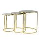 A&B Home Set of 3 Bundle of 5 Round Gray Leather Tabletop With Gold Frame Nesting Tables