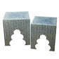 A&B Home Set of Two Bundle of 10 Blue and White Mosaic Tile Stools