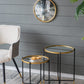 A&B Home Set of Two Bundle of 13 Mirrored Tabletop With Gold and Black Frame Side Tables