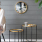 A&B Home Set of Two Bundle of 13 Mirrored Tabletop With Gold and Black Frame Side Tables