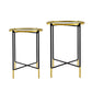 A&B Home Set of Two Bundle of 13 Mirrored Tabletop With Gold and Black Frame Side Tables