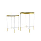 A&B Home Set of Two Bundle of 14 Mirrored Tabletop With Gold and White Frame Side Tables