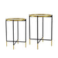 A&B Home Set of Two Bundle of 15 Mirrored Tabletop With Gold and Black Frame Side Tables