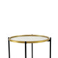 A&B Home Set of Two Bundle of 15 Mirrored Tabletop With Gold and Black Frame Side Tables
