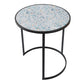 A&B Home Set of Two Bundle of 15 Round Black Metal Frame Table With Blue and White Speckled Table Top