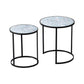 A&B Home Set of Two Bundle of 15 Round Black Metal Frame Table With Blue and White Speckled Table Top