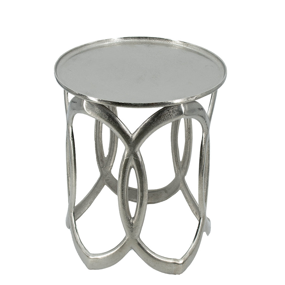 A&B Home Set of Two Bundle of 6 Round Silver Nesting Side Table