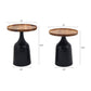 A&B Home Set of Two Bundle of 7 Round Acacia Wood Tabletop With Black Aluminum Trumpet Side Tables