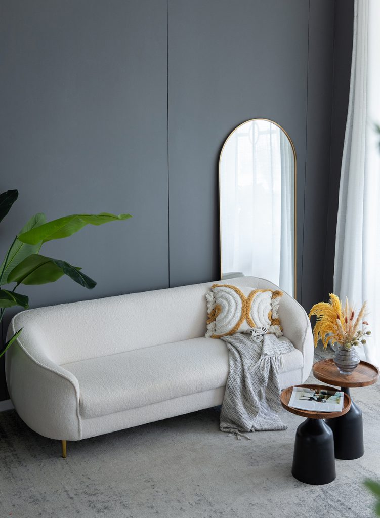 A&B Home Set of Two Bundle of 7 Round Acacia Wood Tabletop With Black Aluminum Trumpet Side Tables