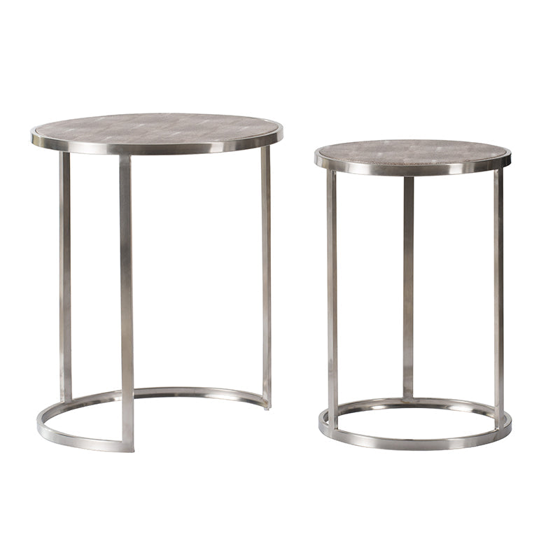 A&B Home Set of Two Bundle of 9 Round Brown Stainless Steel Nesting Table