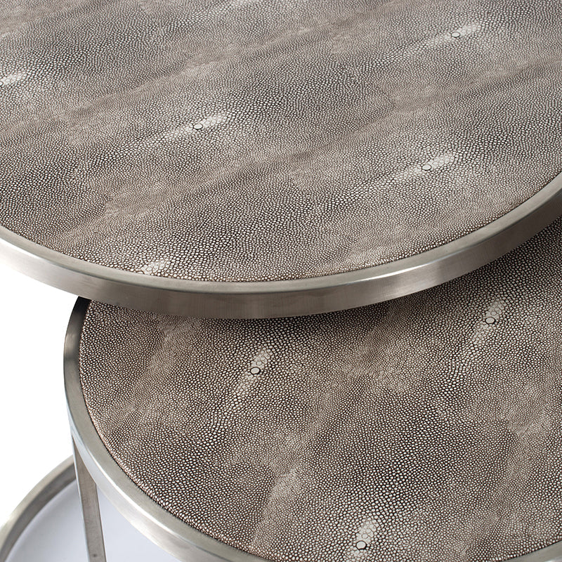 A&B Home Set of Two Bundle of 9 Round Brown Stainless Steel Nesting Table