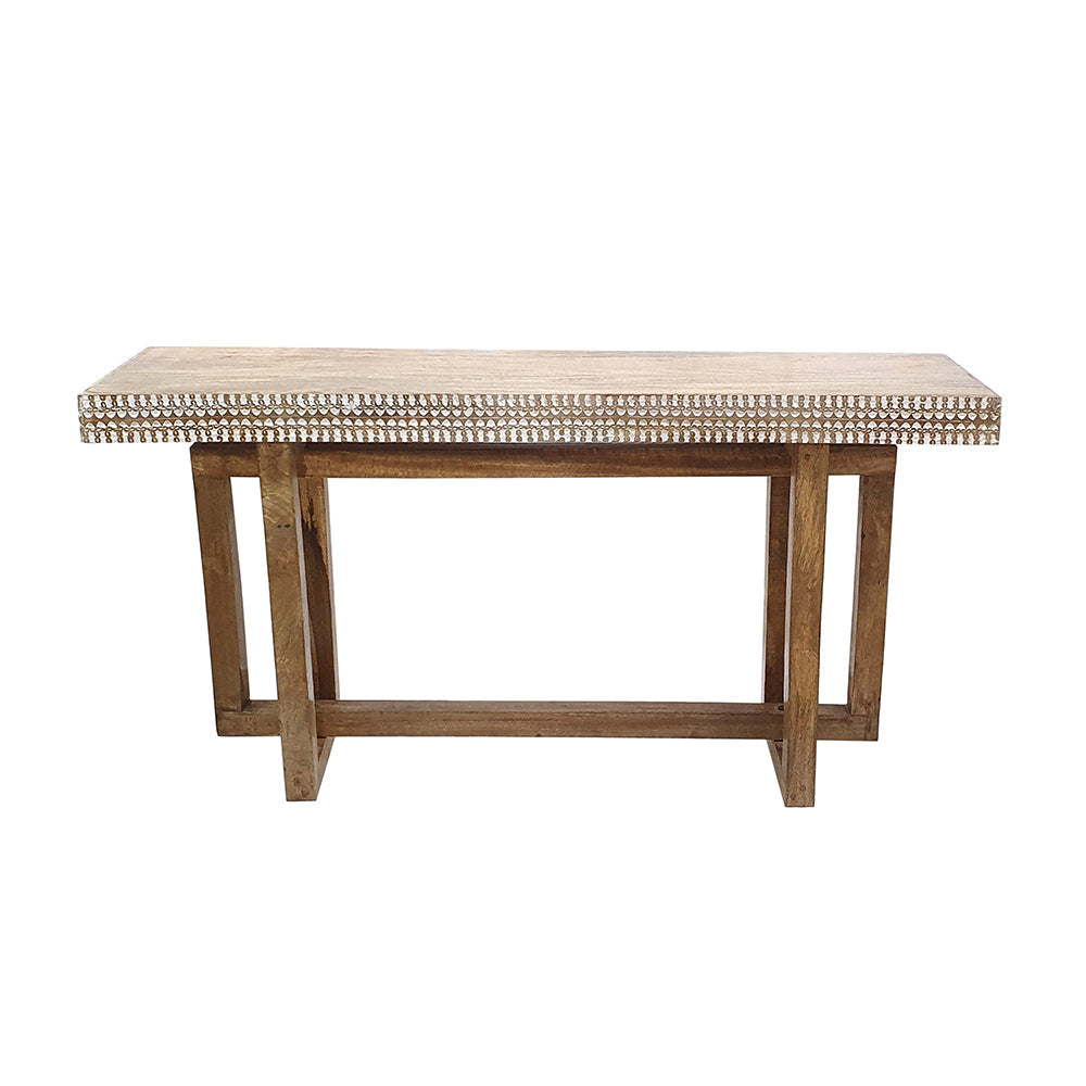 A&B Home Simbu 55" x 29" Bundle of 5 Rectangular White Wash Tabletop With Wood Dining Table