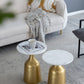 A&B Home Tahula Set of Two 15" x 19" Bundle of 7 Round White Marble Tabletop With Gold Side Table