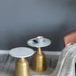 A&B Home Tahula Set of Two 15" x 19" Bundle of 7 Round White Marble Tabletop With Gold Side Table