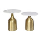 A&B Home Tahula Set of Two 15" x 19" Bundle of 7 Round White Marble Tabletop With Gold Side Table