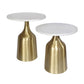 A&B Home Tahula Set of Two 15" x 19" Bundle of 7 Round White Marble Tabletop With Gold Side Table