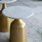 A&B Home Tahula Set of Two 15" x 19" Bundle of 7 Round White Marble Tabletop With Gold Side Table