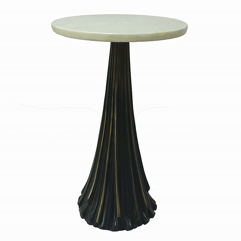A&B Home Tassel 11" x 18" Bundle of 12 Round White Tabletop With Gunmetal Black Side Table