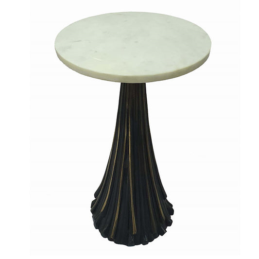 A&B Home Tassel 11" x 18" Bundle of 12 Round White Tabletop With Gunmetal Black Side Table