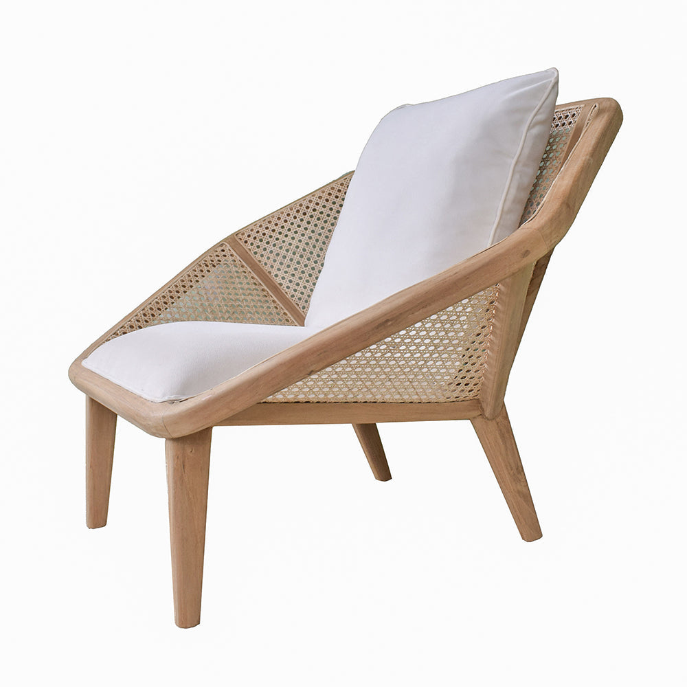 A&B Home Tectona 41" x 30" Bundle of 4 Teak Frame With Rattan Cane Leisure Chair