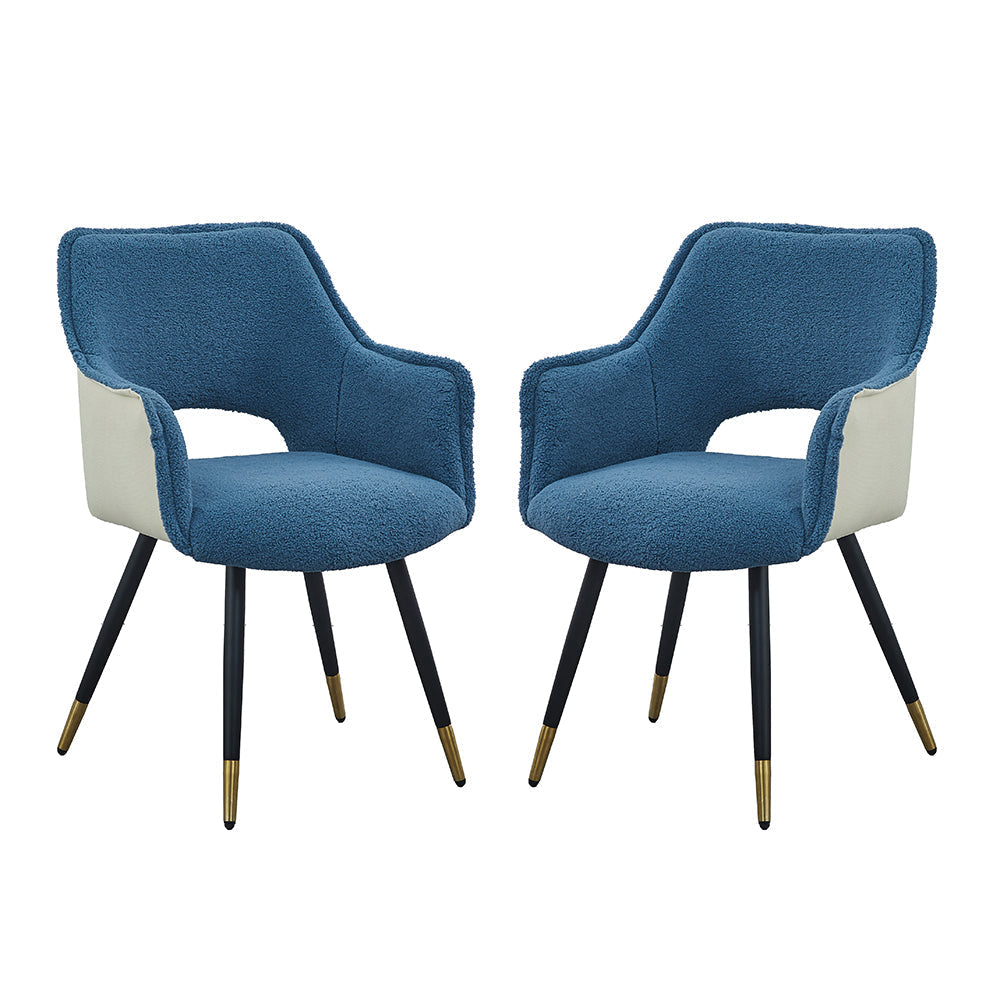 A&B Home Venera 23" x 34" Set of Two Bundle of 6 Blue Velvet Dining Chairs