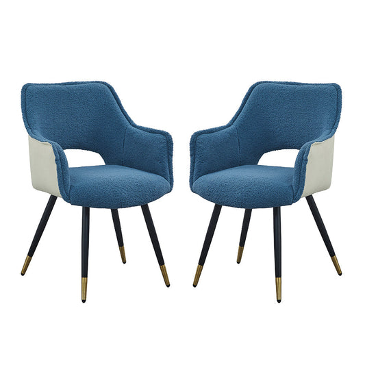 A&B Home Venera 23" x 34" Set of Two Bundle of 6 Blue Velvet Dining Chairs