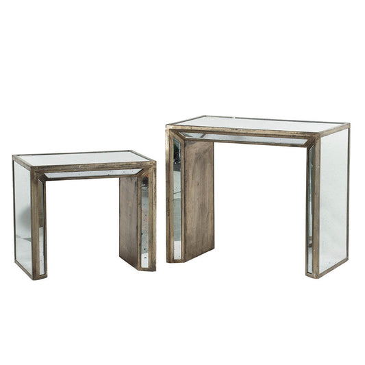 A&B Home Waverly Set of Two Bundle of 7 Mirrored Nested Side Table