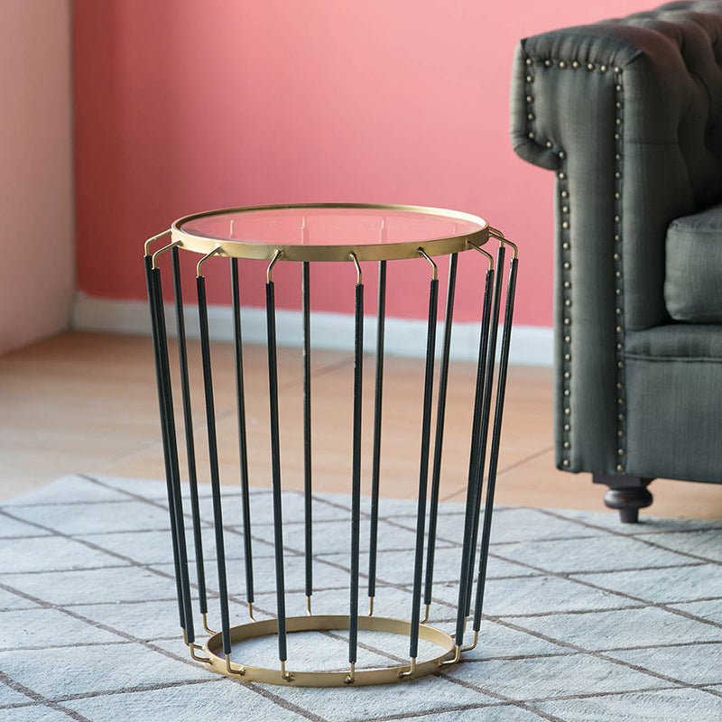 A&B Home Winnie 19" x 22" Set of 20 Pieces Round Glass With Black and Gold Accent Table