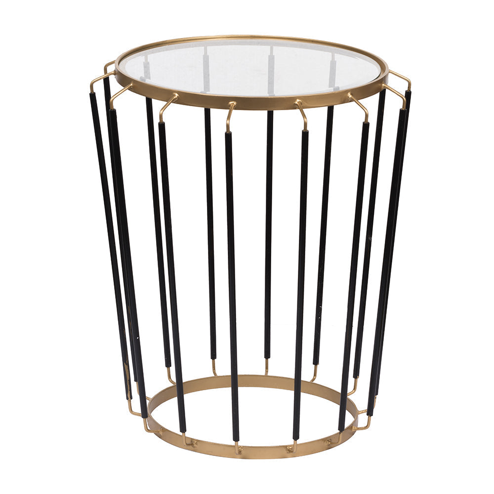 A&B Home Winnie 19" x 22" Set of 20 Pieces Round Glass With Black and Gold Accent Table