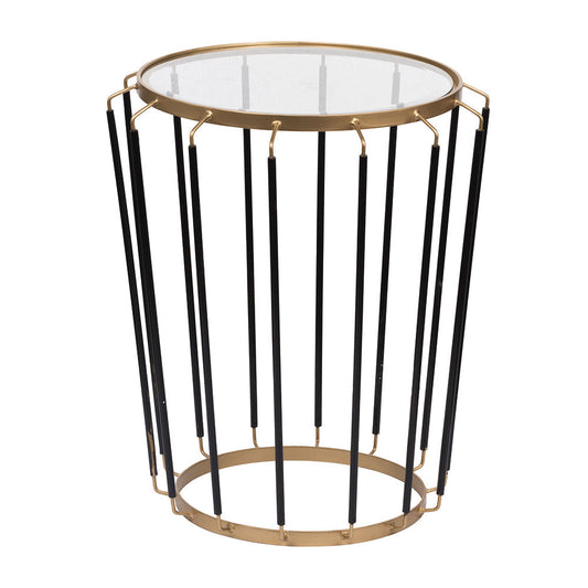 A&B Home Winnie 19" x 22" Set of 20 Pieces Round Glass With Black and Gold Accent Table