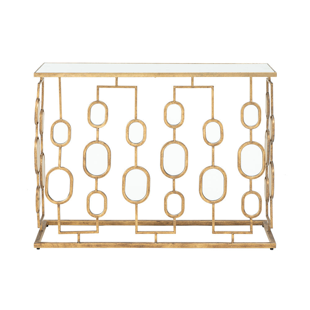 A&B Home Wynland 39" x 30" Bundle of 8 Rectangular Gold Mirror-Accented Console Table