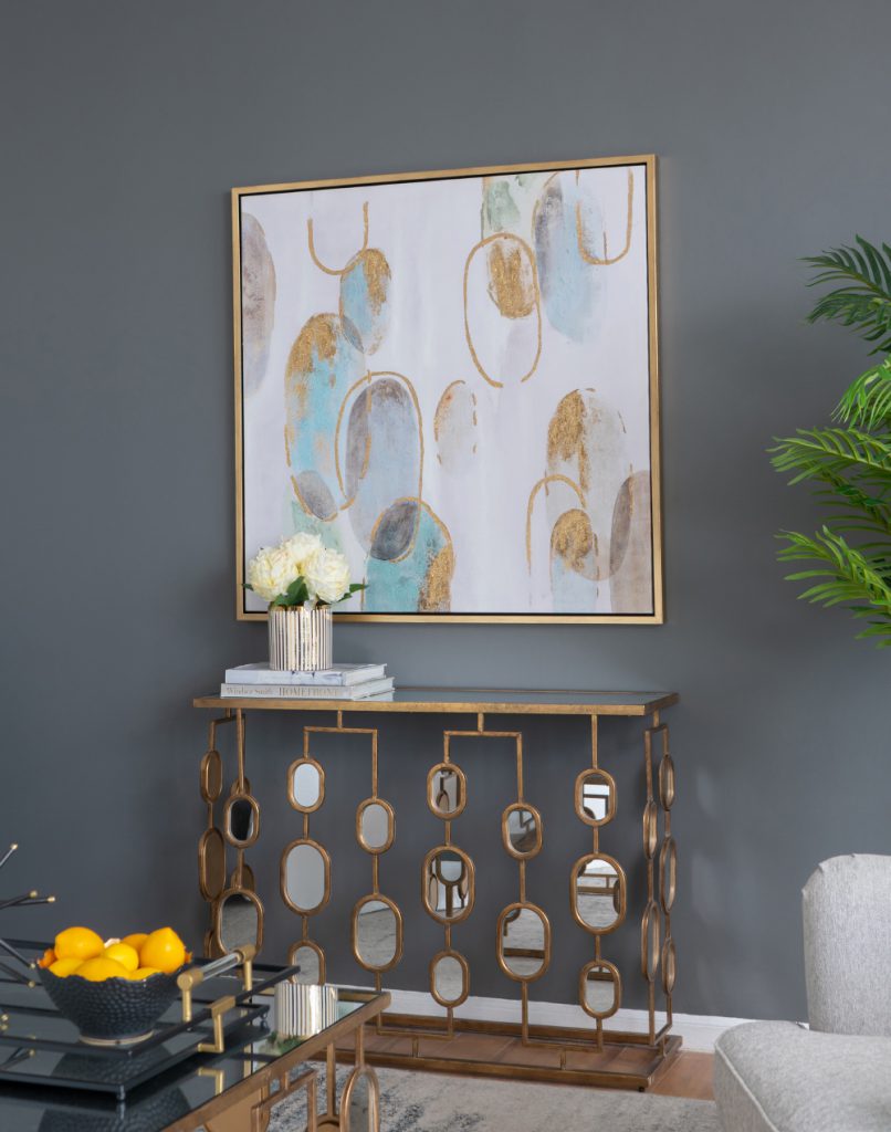 A&B Home Wynland 39" x 30" Bundle of 8 Rectangular Gold Mirror-Accented Console Table