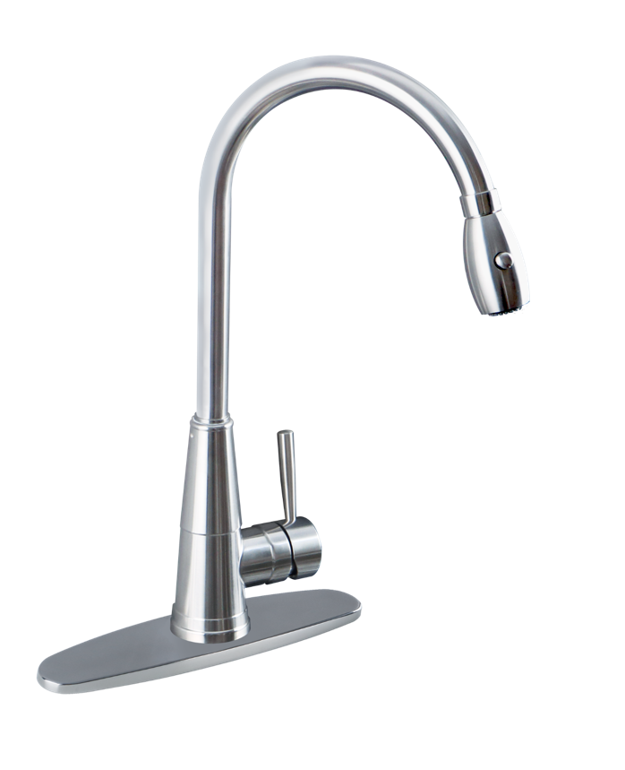 AFAstainless Solid T-304 Polished Stainless Steel Handcraft Pull Down Kitchen Faucet