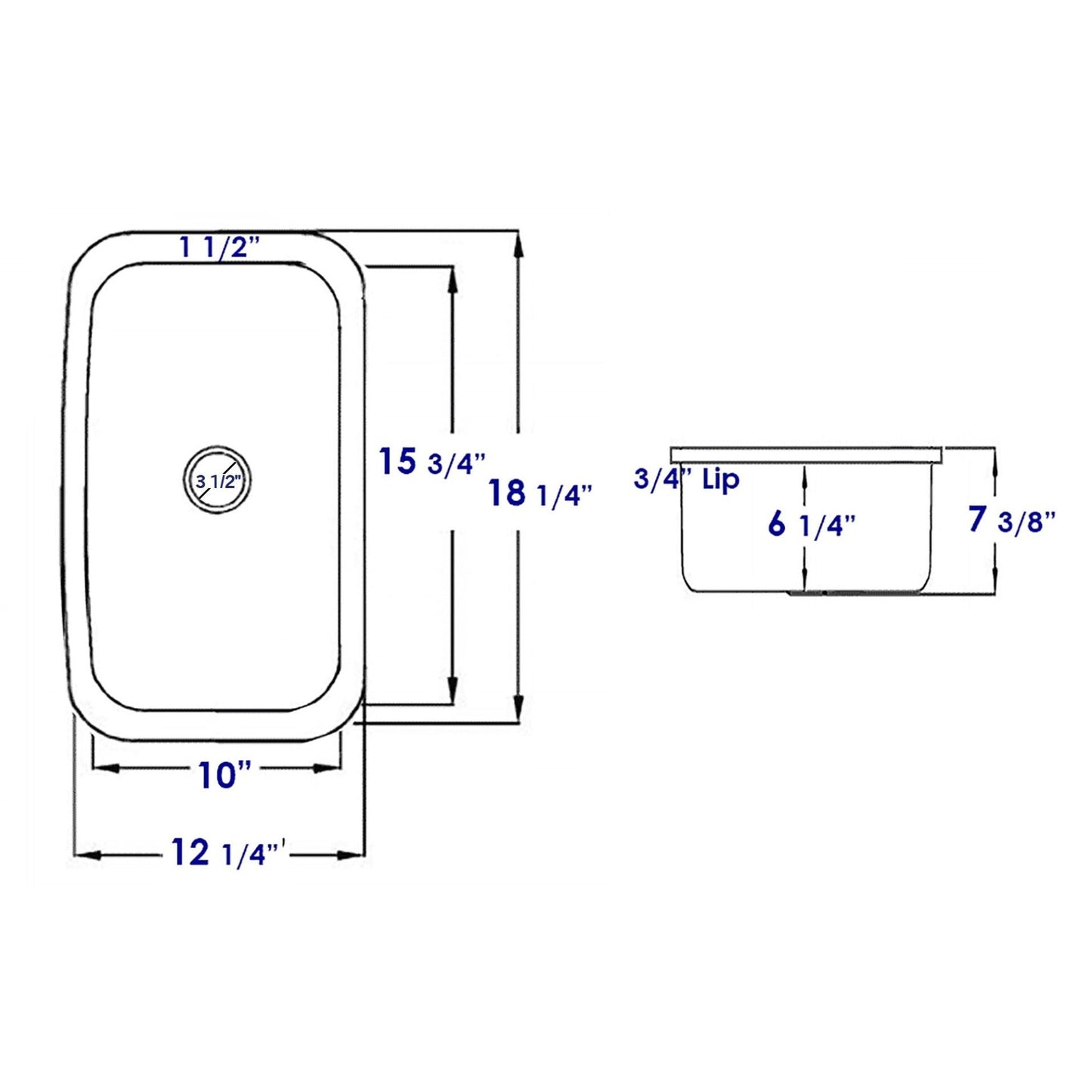 ALFI Brand AB1218 Small Rectangular Fireclay Undermount or Drop In Prep / Bar Sink