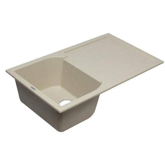 ALFI Brand AB1620DI-B Biscuit 34" Single Bowl Granite Composite Kitchen Sink With Drainboard