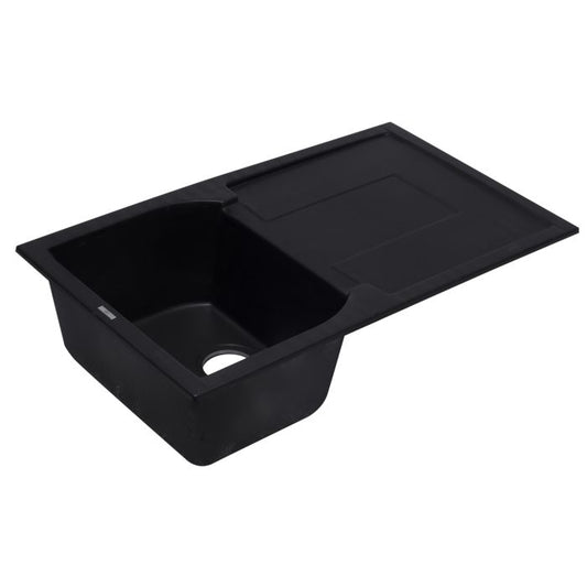 ALFI Brand AB1620DI-BLA Black 34" Single Bowl Granite Composite Kitchen Sink With Drainboard