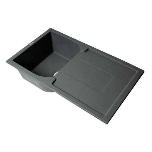 ALFI Brand AB1620DI-T Titanium 34" Single Bowl Granite Composite Kitchen Sink With Drainboard