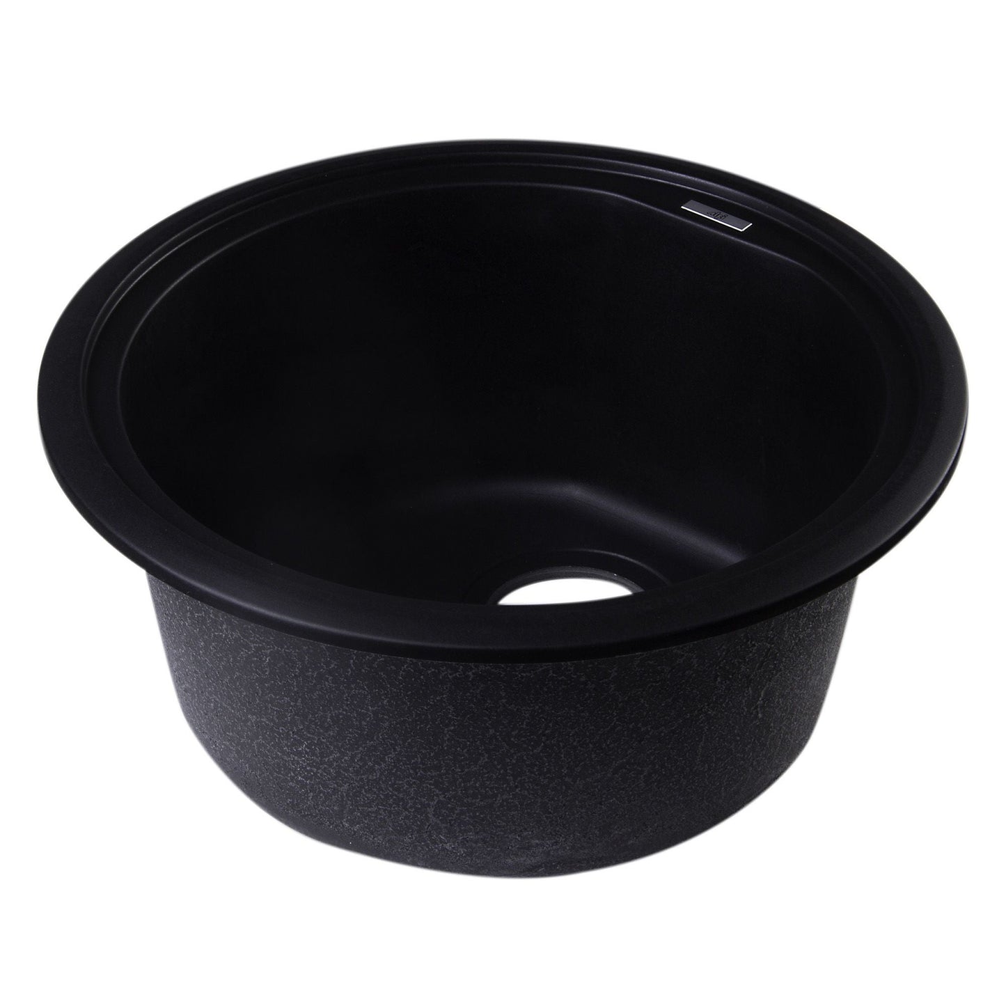 ALFI Brand AB1717DI-BLA Black 17" Drop-In Round Granite Composite Kitchen Prep Sink