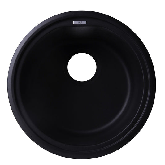 ALFI Brand AB1717DI-BLA Black 17" Drop-In Round Granite Composite Kitchen Prep Sink