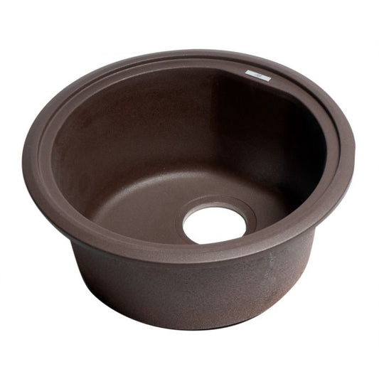 ALFI Brand AB1717DI-C Chocolate 17" Drop-In Round Granite Composite Kitchen Prep Sink