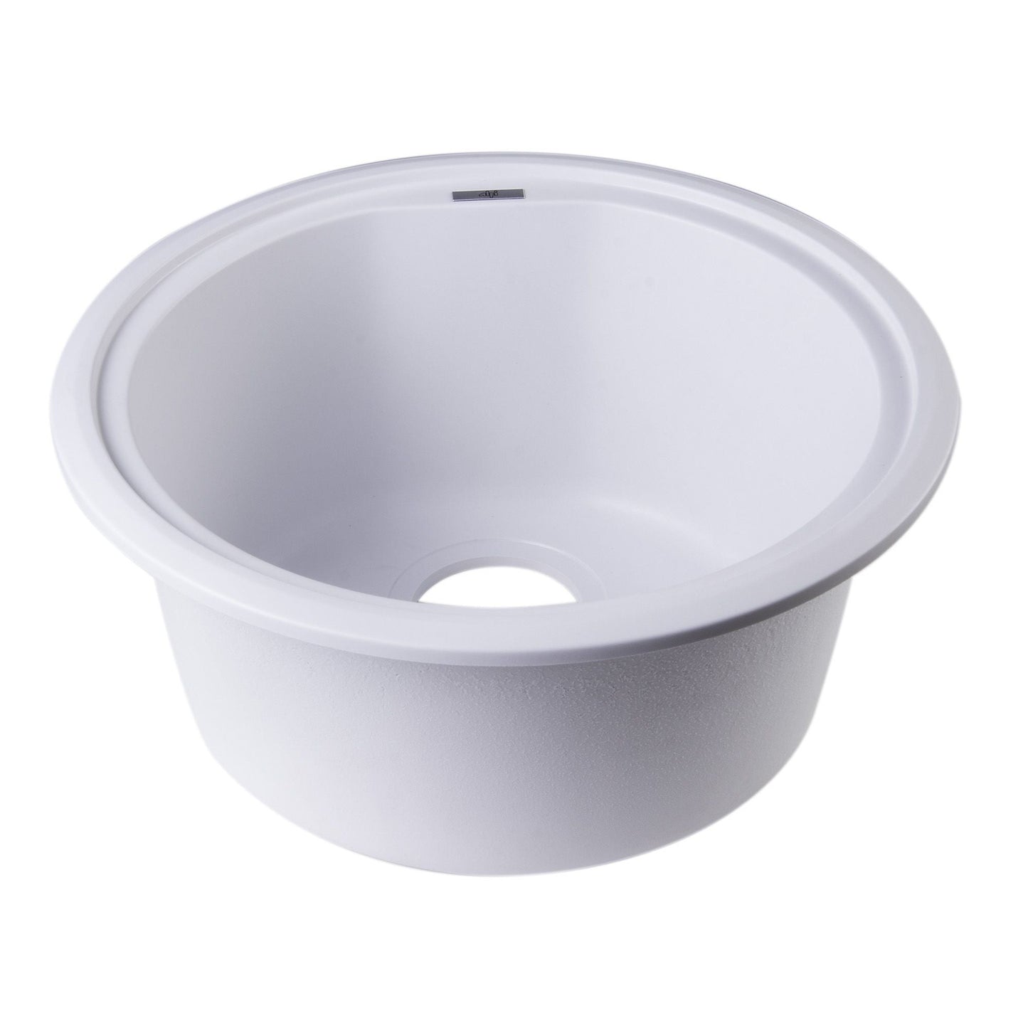 ALFI Brand AB1717DI-W White 17" Drop-In Round Granite Composite Kitchen Prep Sink