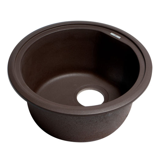 ALFI Brand AB1717UM-C Chocolate 17" Undermount Round Granite Composite Kitchen Prep Sink