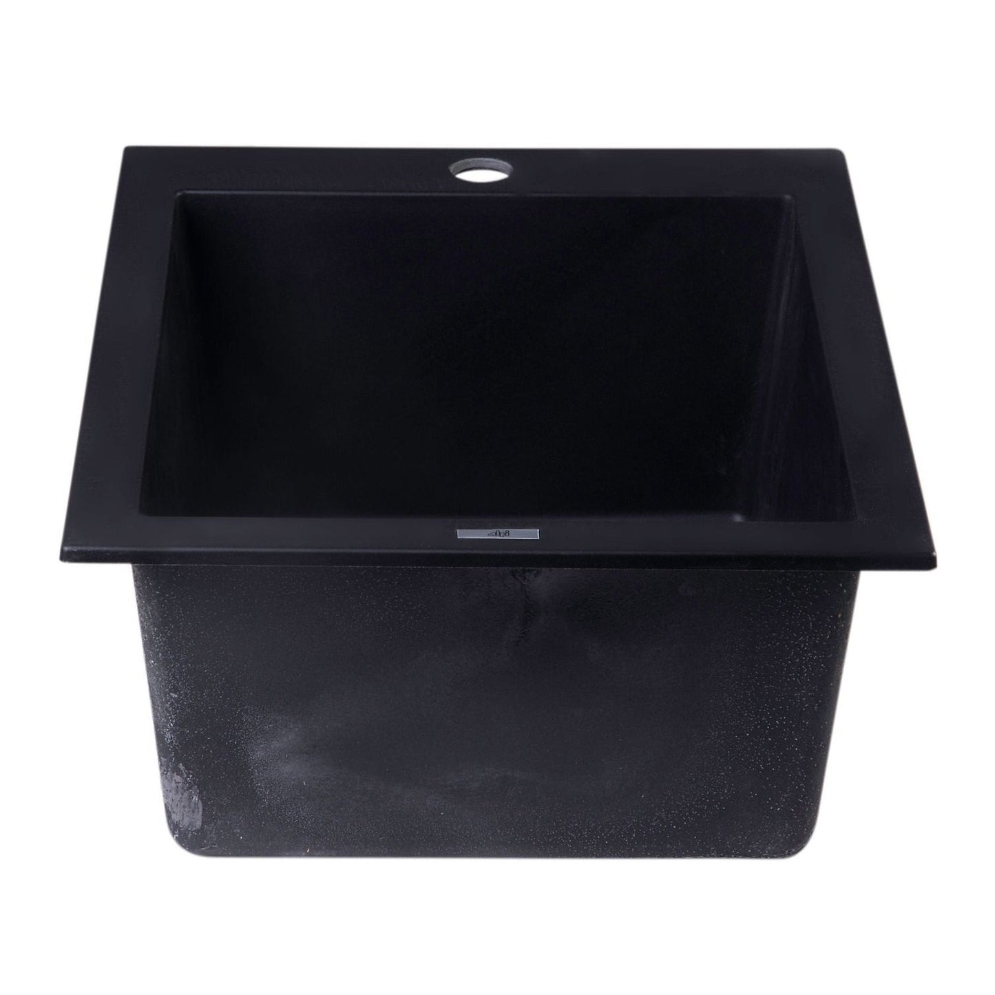 ALFI Brand AB1720DI-BLA Black 17" Drop-In Rectangular Granite Composite Kitchen Prep Sink