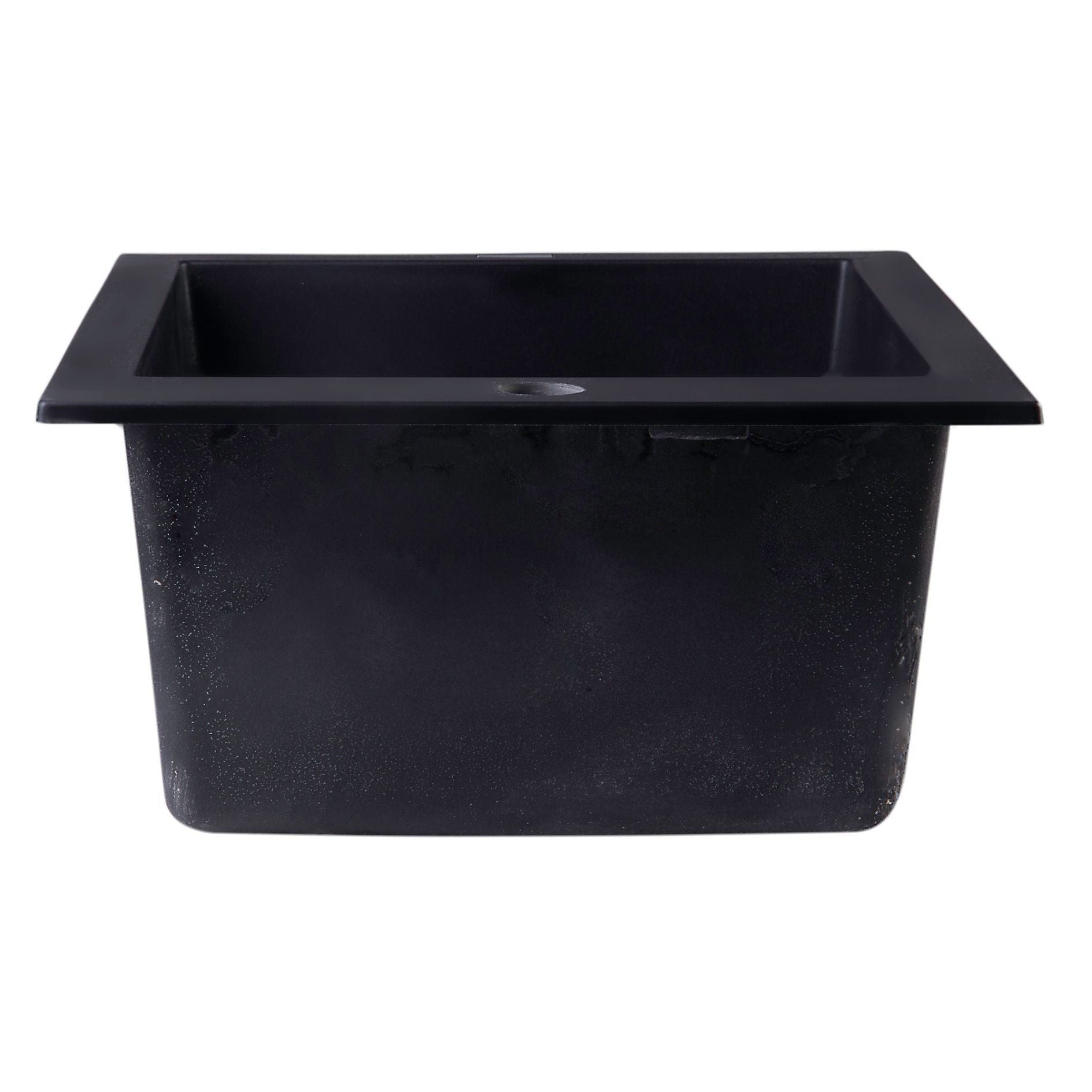 ALFI Brand AB1720DI-BLA Black 17" Drop-In Rectangular Granite Composite Kitchen Prep Sink