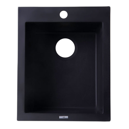 ALFI Brand AB1720DI-BLA Black 17" Drop-In Rectangular Granite Composite Kitchen Prep Sink