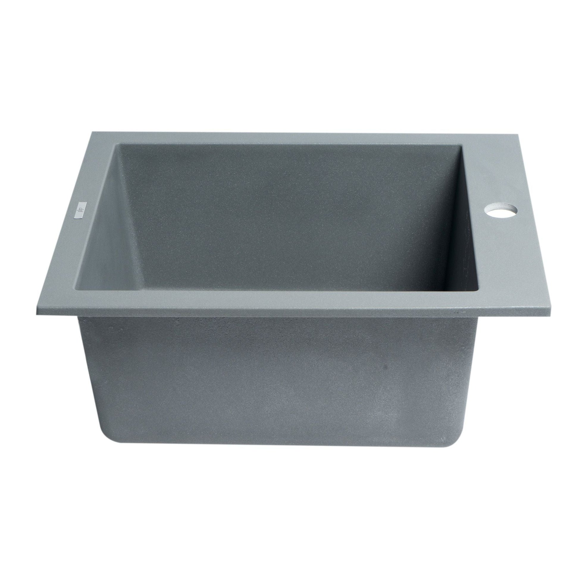 ALFI Brand AB1720DI-T Titanium 17" Drop-In Rectangular Granite Composite Kitchen Prep Sink